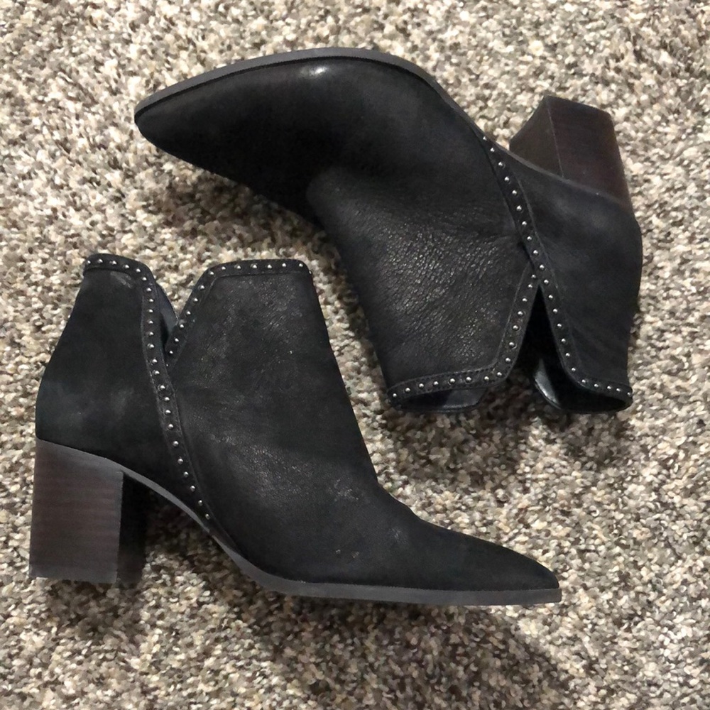 Sole Society Black Ankle Boots with Studded Detail